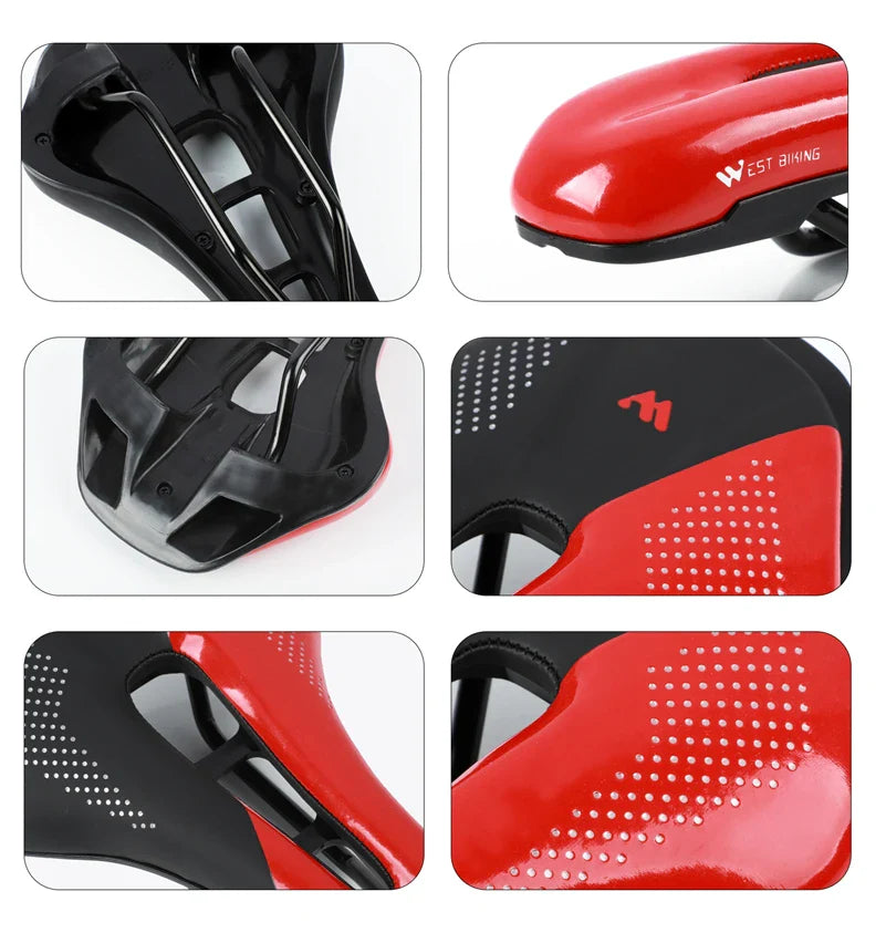 WEST BIKING Bicycle Saddle — Comfortable Hollow PU Leather Bike Seat | Wear-Resistant Road Cycling Cushion