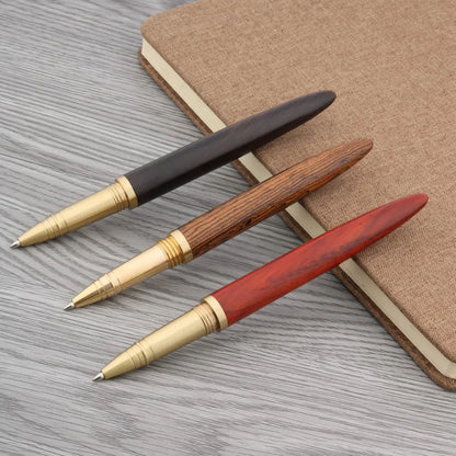 Luxury Copper & Ebony Wood Rollerball Pen – Brass Red Gold Ballpoint Writing Pen for Office & School