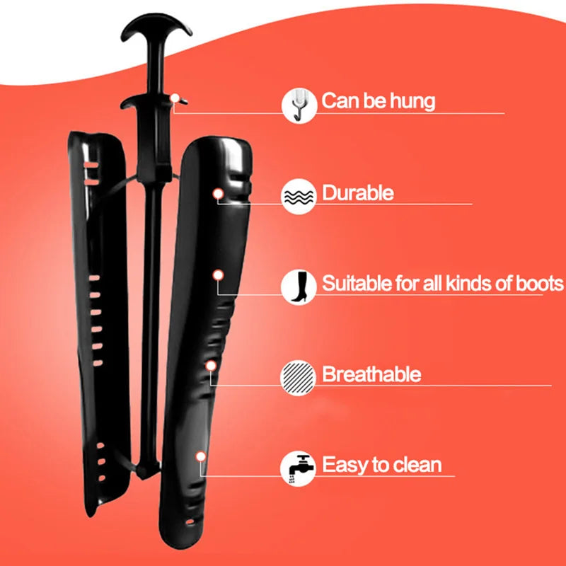 2 Pcs Black Boot Shapers | Practical Long Boot Supporters, Stretcher & Creative Home Storage Holder Hangers