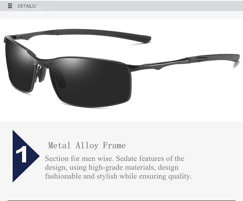 Aoron Polarized Sunglasses – UV400 Anti-Glare Metal Frame Driving Glasses for Men & Women
