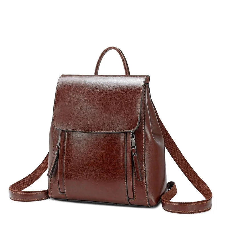 Women's Genuine Leather Backpack - Crossbody Shoulder Bag, School Bag, Laptop Rucksack, and Messenger Bag for Girls