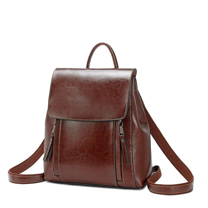 Women's Genuine Leather Backpack - Crossbody Shoulder Bag, School Bag, Laptop Rucksack, and Messenger Bag for Girls