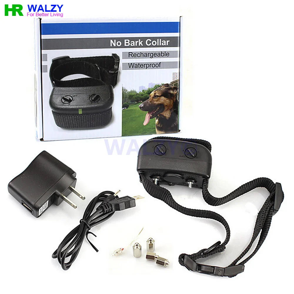 H-166 Rechargeable Waterproof Dog Training Collar No-Bark Shock & Vibration Adjustable Sensitivity Anti-Barking Behavior Control Device