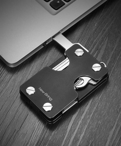 NewBring Multi-Functional Metal Money Clip – Men's Credit Card Wallet & Key Holder