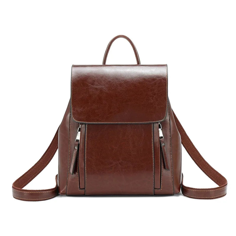 Women's Genuine Leather Backpack - Crossbody Shoulder Bag, School Bag, Laptop Rucksack, and Messenger Bag for Girls