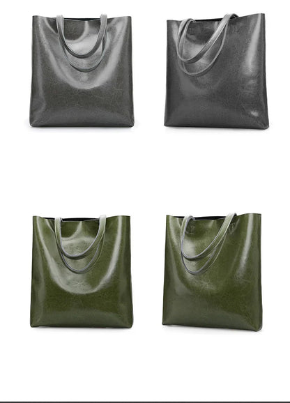 2023 Genuine Cow Leather Women’s Handbag – Large Vintage Office Tote Shoulder Bag for Ladies