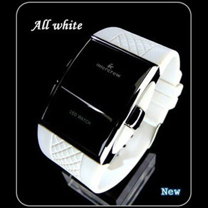 Men's Sport Digital Watch – Black & White Rectangle LED Fitness Watch with Silicone Strap, Electronic Clock, New Relogio Masculino