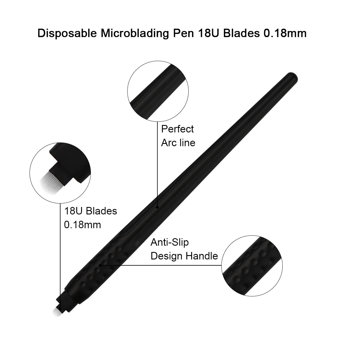 10PCS Microblading Disposable Pens — U18 0.18mm Microblade Tools for Eyebrow Permanent Makeup