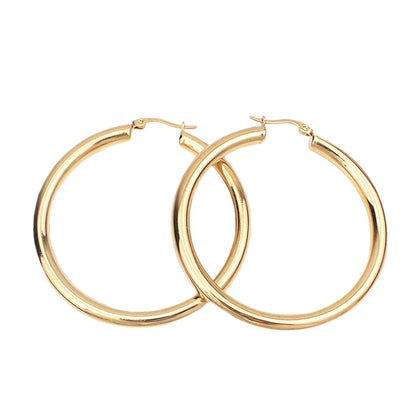 MANILAI Wide Stainless Steel Tube Hoop Earrings — 55mm Punk Statement Earrings for Women, Fashion Jewelry Brincos