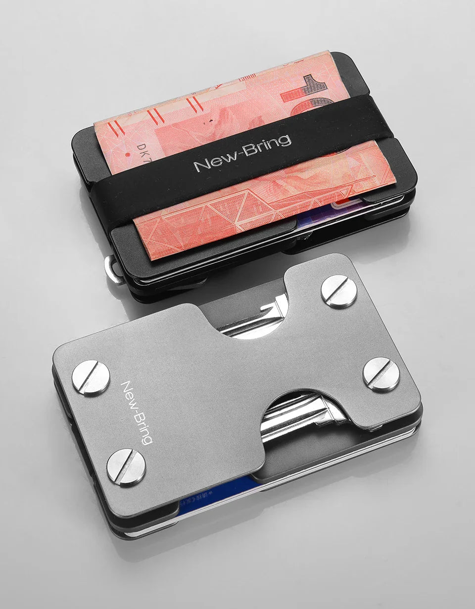 NewBring Multi-Functional Metal Money Clip – Men's Credit Card Wallet & Key Holder