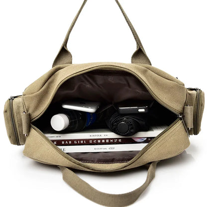Brand Men’s Crossbody Bags - Canvas Shoulder Messenger Bag for Travel, Casual Large Satchel Handbag in Grey