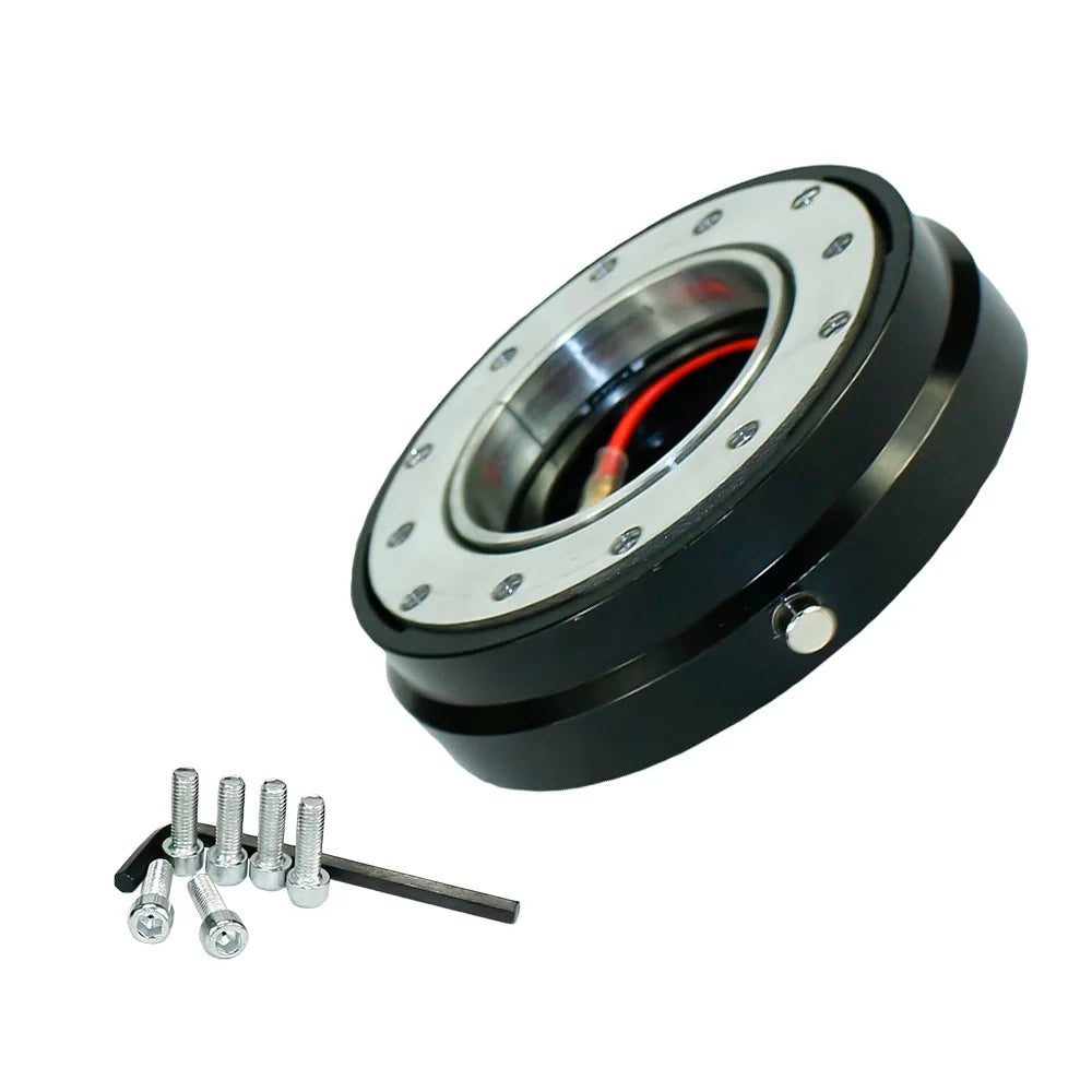 Thin 6 Hole Steering Wheel Quick Release Hub Adapter Kit - Snap Off Boss in Multiple Colors (Silver/Blue/Red/Black)