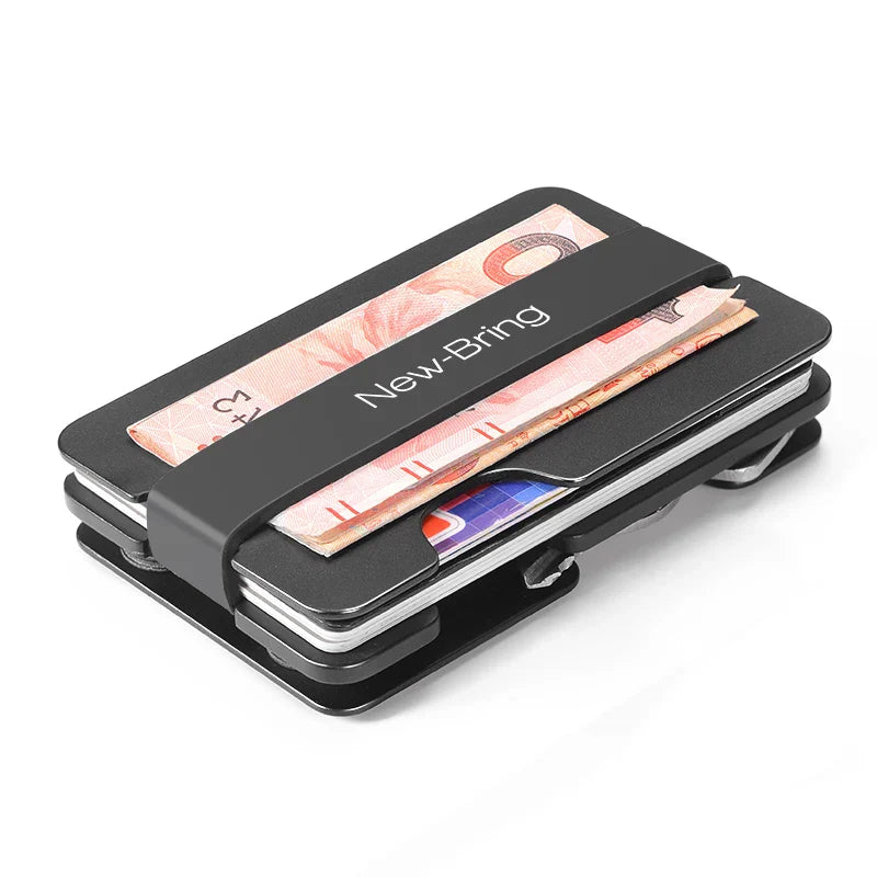 NewBring Multi-Functional Metal Money Clip – Men's Credit Card Wallet with Key Holder