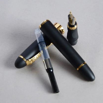 Iraurita Jinhao X450 Fountain Pen – 0.7mm Broad Nib, Dark Green & Gold, Full Metal, 21 Color Options with Ink
