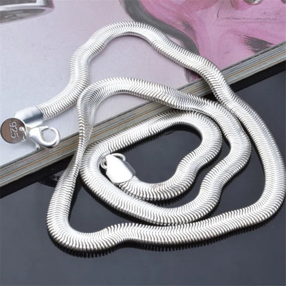 Classic 925 Sterling Silver Snake Chain Necklace — Fashion Jewelry for Women & Men, Wedding, Engagement, Party, Punk Accessories