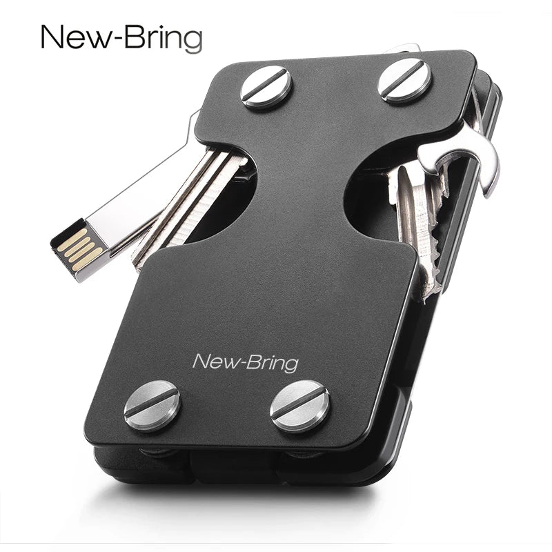 NewBring Multi-Functional Metal Money Clip – Men's Credit Card Wallet & Key Holder