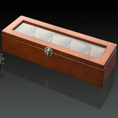 Wood Watch Box Organizer with Glass Window — Luxury Wooden Display Case & Storage Holder for Men’s Watches