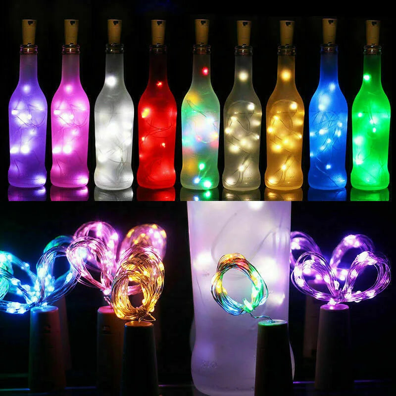 Solar Wine Bottle Lights – 10LED/15LED/20LED Cork Shape Fairy Lights, Copper Wire Garland for Christmas & Home Room Decoration