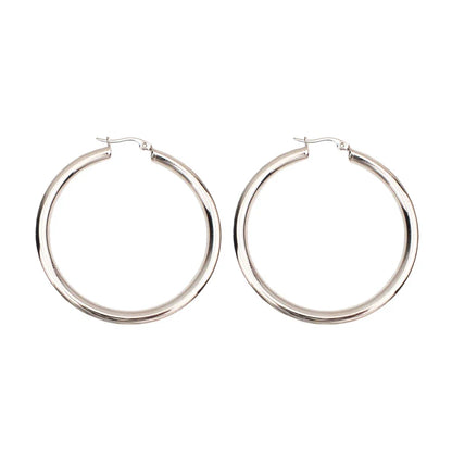 MANILAI Wide Stainless Steel Tube Hoop Earrings — 55mm Punk Statement Earrings for Women, Fashion Jewelry Brincos