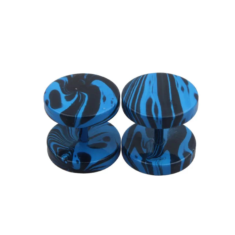 Stainless Steel Stud Earrings & Ear Plugs — Faux Punk Barbell Tunnels, Fake Piercing Gauges for Men & Women Body Jewelry