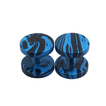 Stainless Steel Stud Earrings & Ear Plugs — Faux Punk Barbell Tunnels, Fake Piercing Gauges for Men & Women Body Jewelry