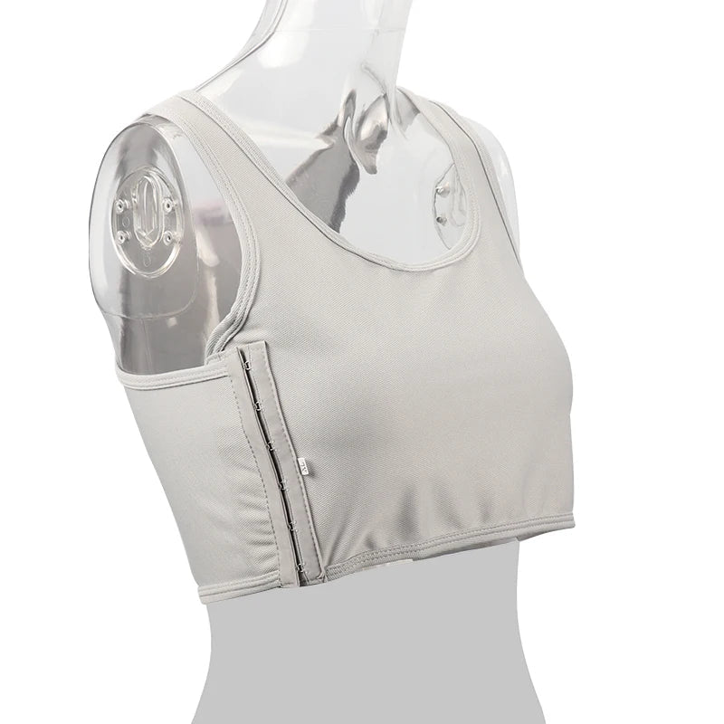 Women’s Breast Binder – Transboy Lesbian Corset Vest with Side Buckle, Summer Short Tank Top Shaper Bustier
