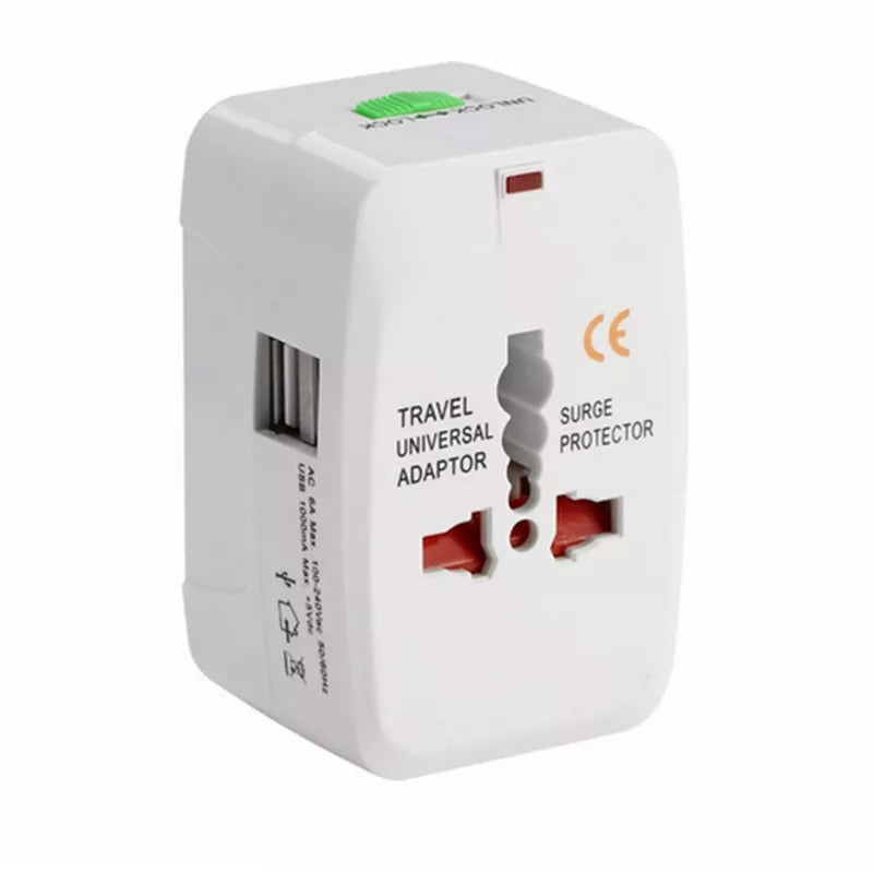 All-in-One Universal Plug Adapter with 2 USB Ports - World Travel AC Power Charger - AU US UK EU Converter
