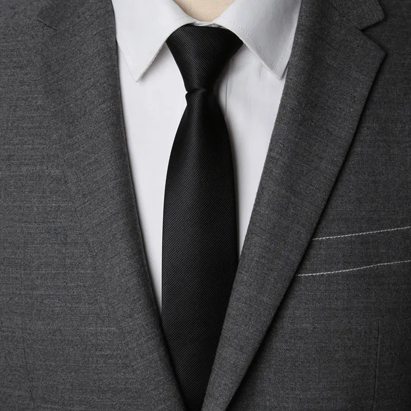 Men’s Zipper Necktie – 6cm Solid Lazy Tie for Business, Wedding & Fashion Accessories