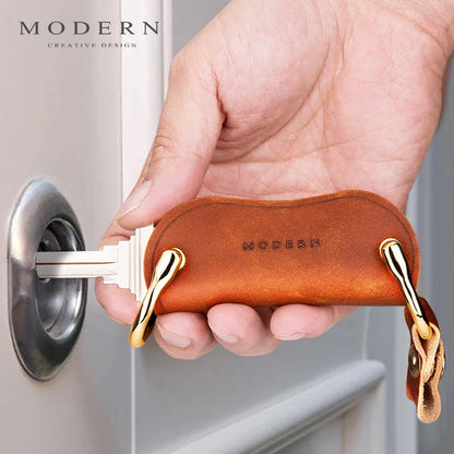 Modern Genuine Leather Smart Key Wallet - Brand New DIY Keychain EDC Pocket Car Key Holder Organizer