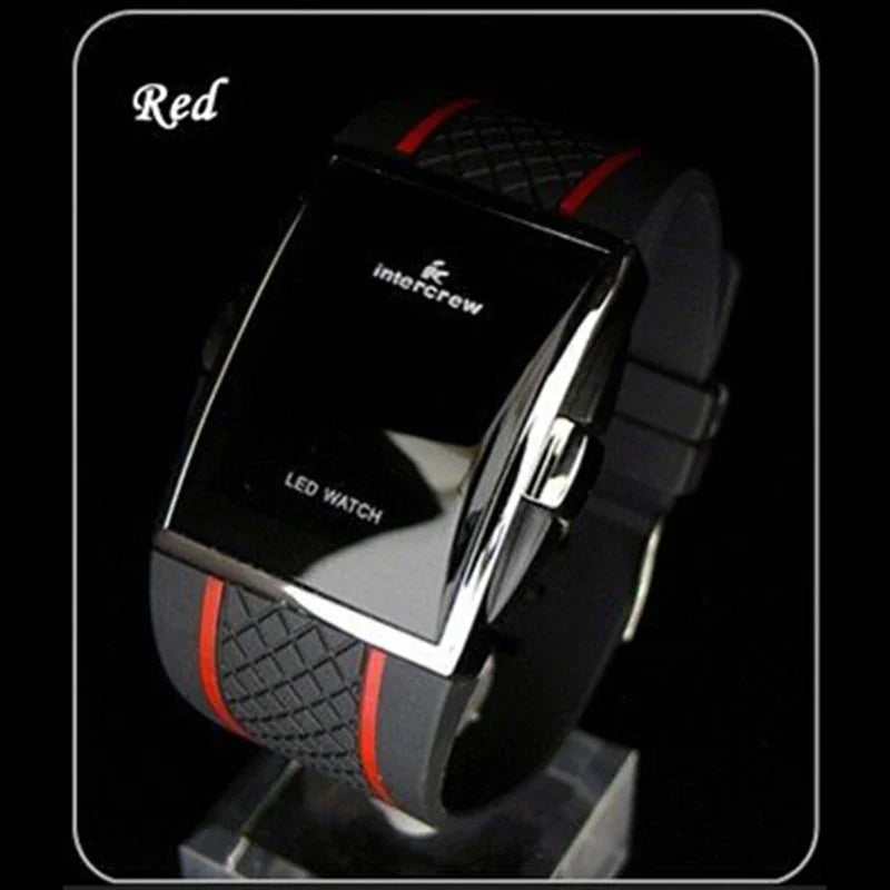 Men's Sport Digital Watch – Black & White Rectangle LED Fitness Watch with Silicone Strap, Electronic Clock, New Relogio Masculino