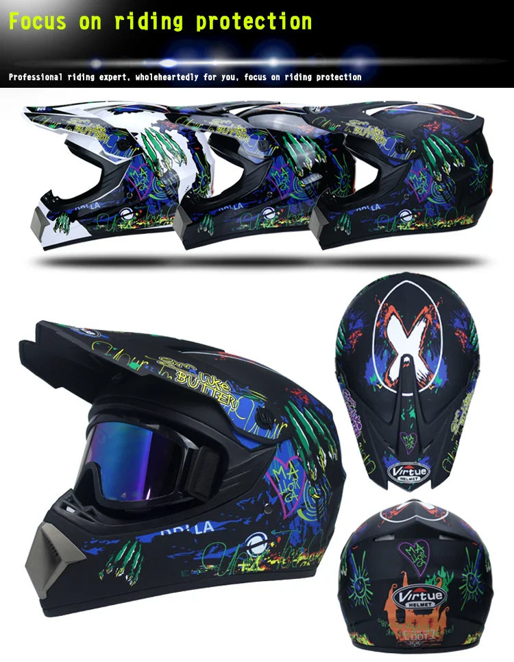 Safety Motocross Helmet for Kids - DOT Approved ATV Cross Bicycle Downhill Capacete, Unisex, Lightweight ABS 1KG