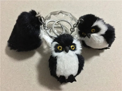 Cute Tiny Plush Faux Rabbit Fur Owl Keychain – Mini Animal Bag & Car Trinket Jewelry Gift for Women & Girls