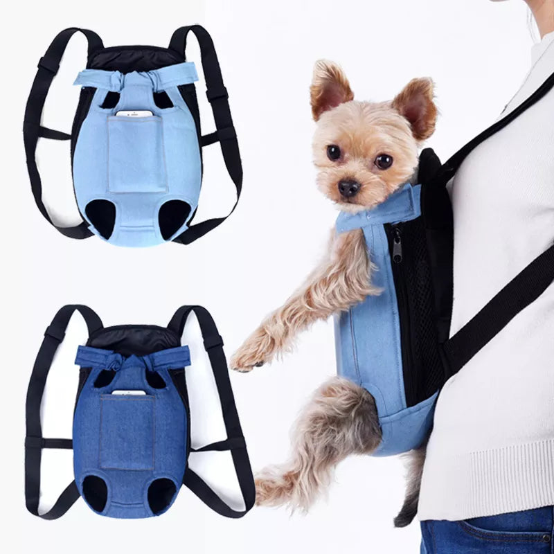 Denim Pet Dog Backpack: Outdoor Travel Carrier Bag for Small Dogs, Cats - Puppy Kedi Carrying Bags