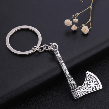 SKYRIM Viking Keychain – Punk Gothic Axe Talisman, Slavic Irish Knot Pagan Amulet Pendant, Men's Jewelry Gift