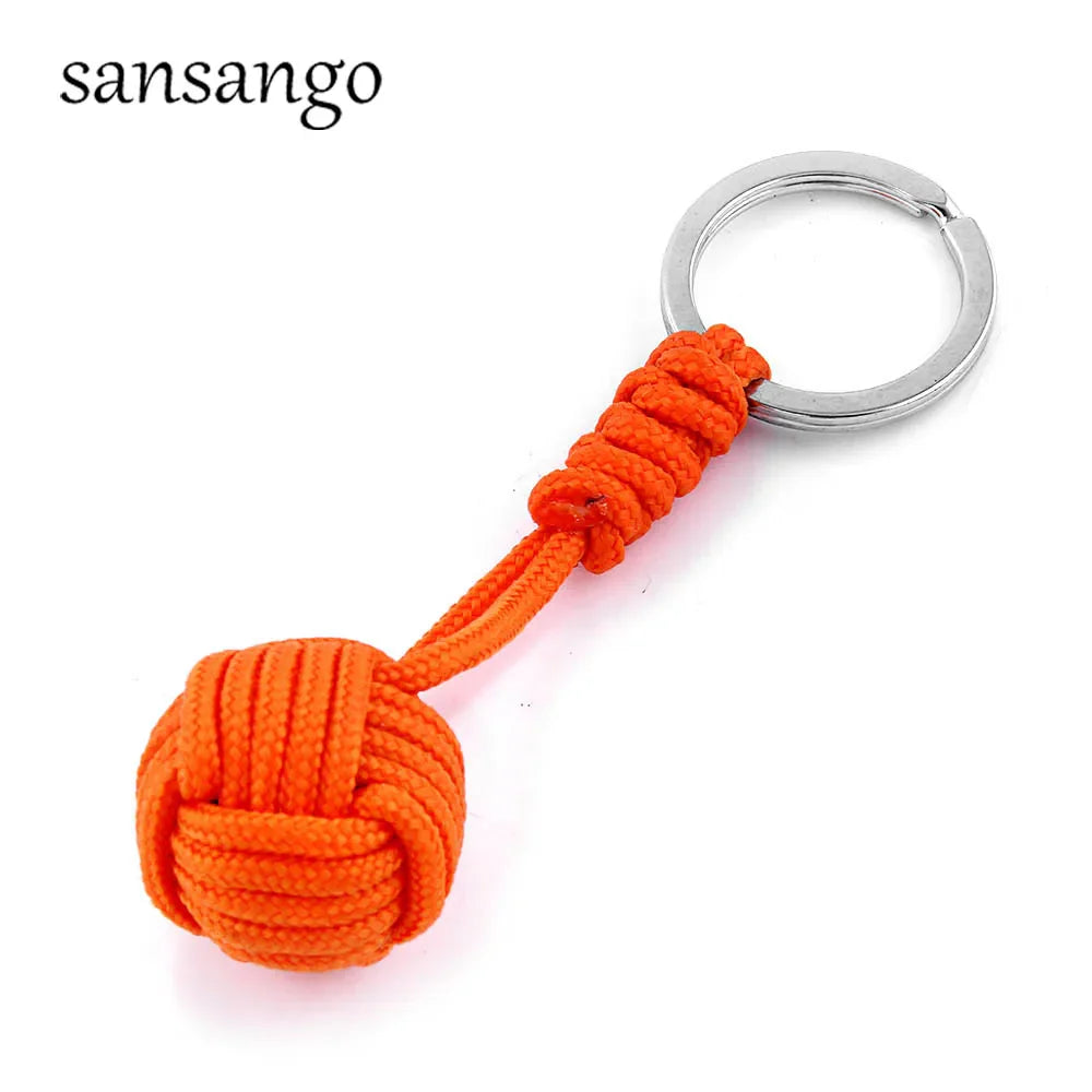 Woven Paracord Lanyard Keychain – Outdoor Survival Tactical Military Parachute Rope with Ball Pendant Keyring