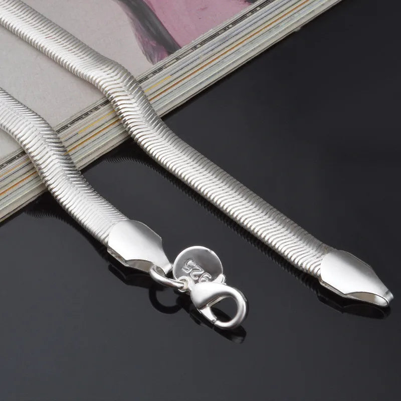 Classic 925 Sterling Silver Snake Chain Necklace — Fashion Jewelry for Women & Men, Wedding, Engagement, Party, Punk Accessories