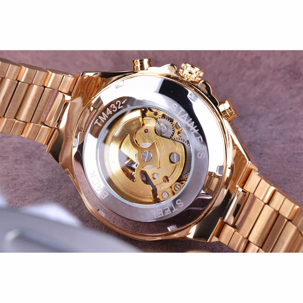 Winner Men's Luxury Mechanical Watch – Sport Design Bezel, Automatic Skeleton Dial, Fashion Montre Homme