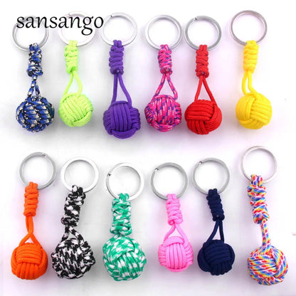 Woven Paracord Lanyard Keychain – Outdoor Survival Tactical Military Parachute Rope with Ball Pendant Keyring
