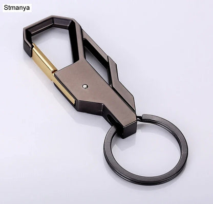3-Color Silver Metal Keychain – Classic Inlay Key Ring, Romantic Gift for Men & Women