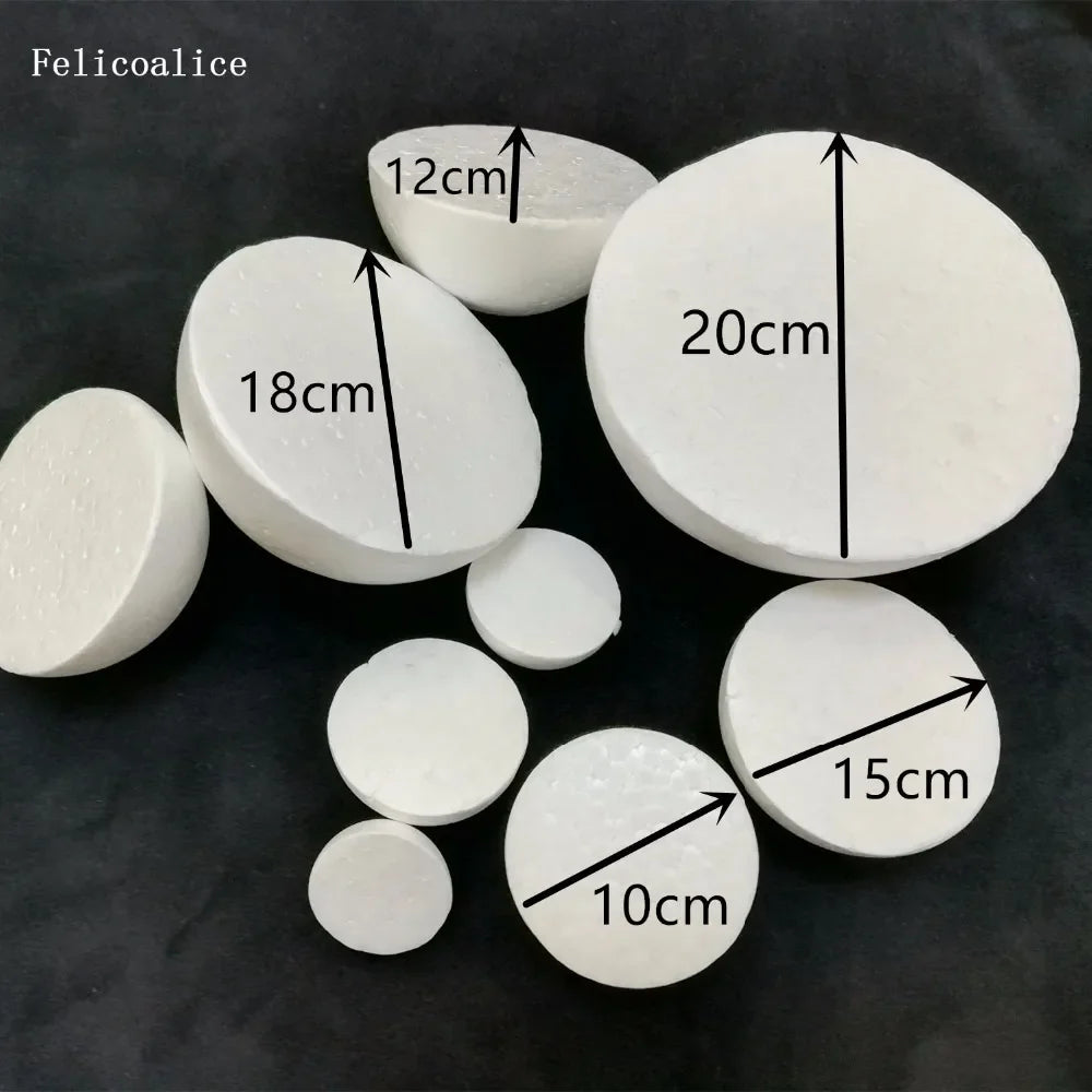 Half Round Styrofoam Foam Balls for DIY Crafts – Solid Polystyrene, 4–30cm for Christmas & Kids Projects