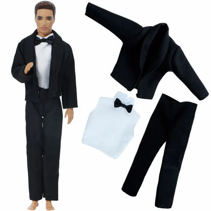 Handmade 1/6 Doll Outfit for 12-Inch Boy Doll — Men’s Formal Suit with Shirt, Coat, Trousers & Shoes, 30cm Toy Clothes