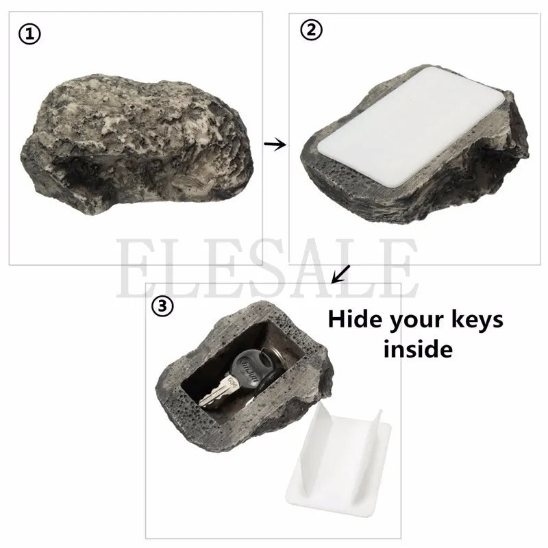 Outdoor Garden Key Safe Box - New Hidden Rock Design, Stone Safety Storage for Home and RV Keys, Secure Hide-a-Key Solution