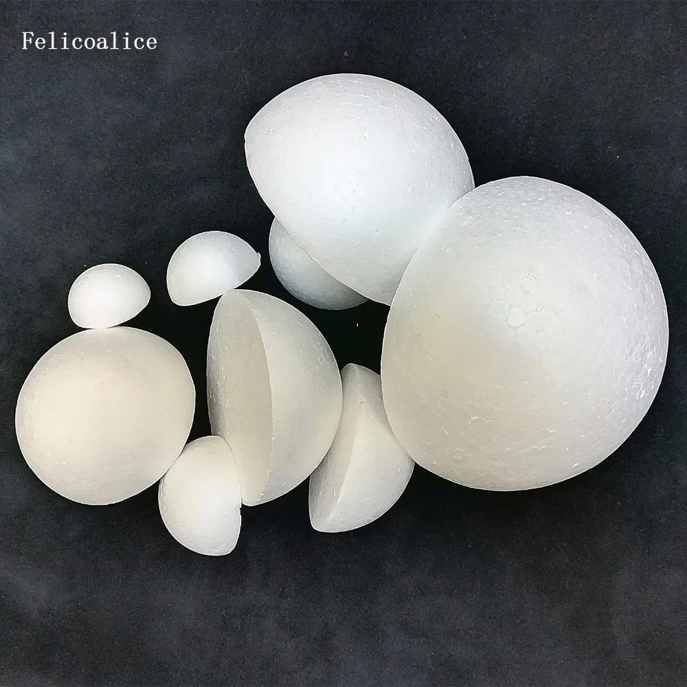Half Round Styrofoam Foam Balls for DIY Crafts – Solid Polystyrene, 4–30cm for Christmas & Kids Projects