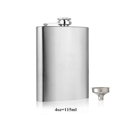 LMETJMA Stainless Steel Hip Flask with Funnel – 1-10oz Pocket Flask for Alcohol, Whiskey, Screw Cap (KC0139)