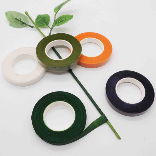 Floral Green Tapes - 12mm*45m/ROLL Tape for Corsages, Buttonhole, Artificial Flower Stamen Wrap, Florist Green Stretchy Tape