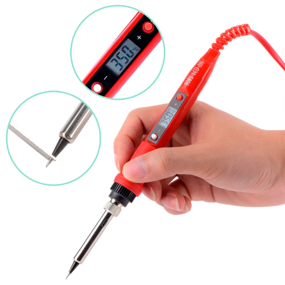 JCD 220V 80W LCD Electric Soldering Iron 908S – Adjustable Temperature with Quality Tips & Soldering Kit