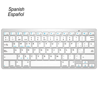Ultra Slim Universal Wireless Bluetooth Keyboard – Russian, Spanish, French, German, Hebrew & Brazilian Portuguese for iOS, Android & Windows