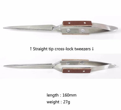 Self-Locking Jewelry Soldering Tweezers Set – Curved & Straight Rebound Precision Welding Repair Tool