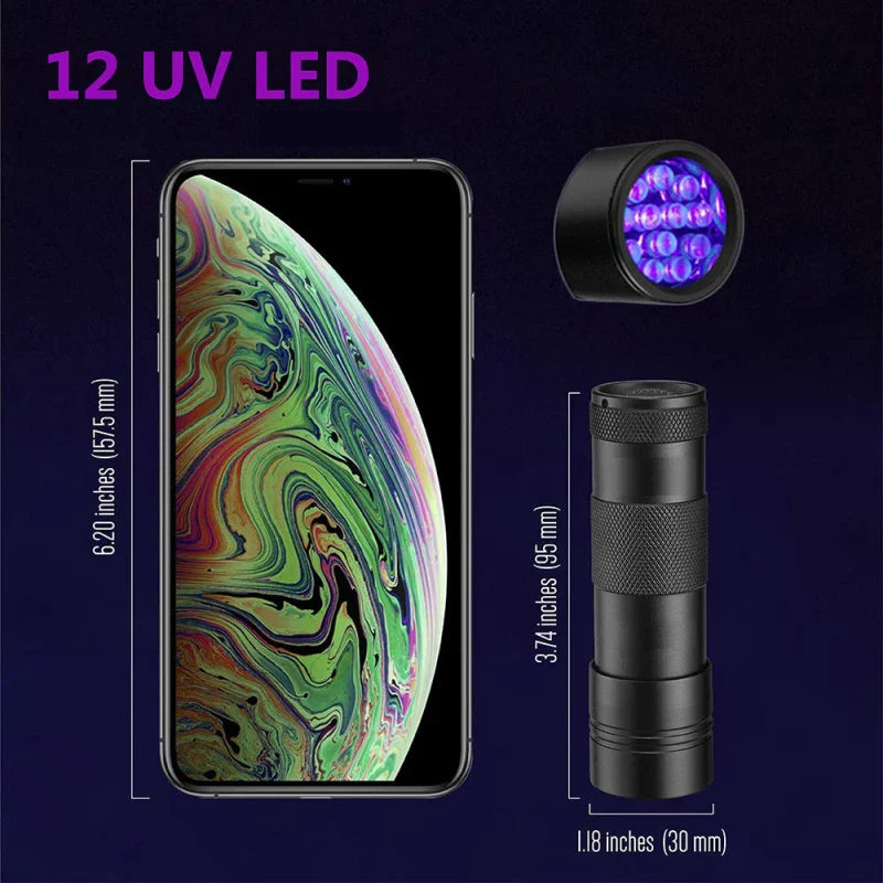 100 LED UV Flashlight 395NM – Black Light Torch for Dog Urine, Pet Stains & Bed Bug Detection