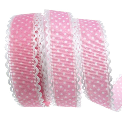 Polka Dot Lace Ribbon Roll - 20 Yards 1 Inch DIY Craft, Gift Wrapping & Scrapbooking Decoration Fabric